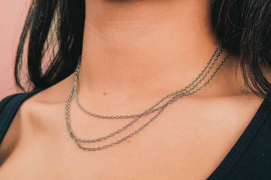 Triple Layered Sunburst Chain Necklace