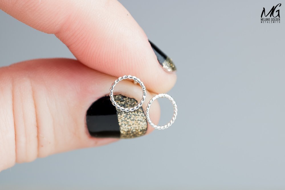 Small 925 Sterling Silver Twisted Rope Round Open Circle Stud Earrings | Dainty Minimalist Jewelry for Women