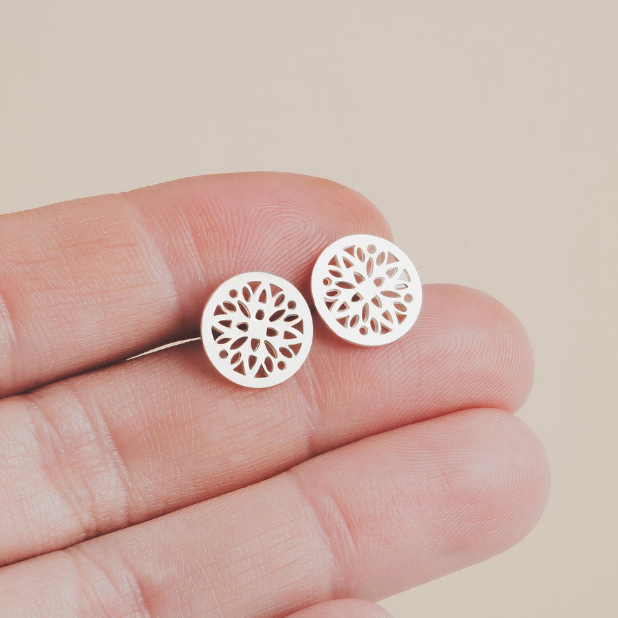 Cassia Stud Earrings | Sterling Silver Floral Filigree Post Earrings | Delicate Dainty & Sweet Lattice Earrings | Perfect Minimalist Look