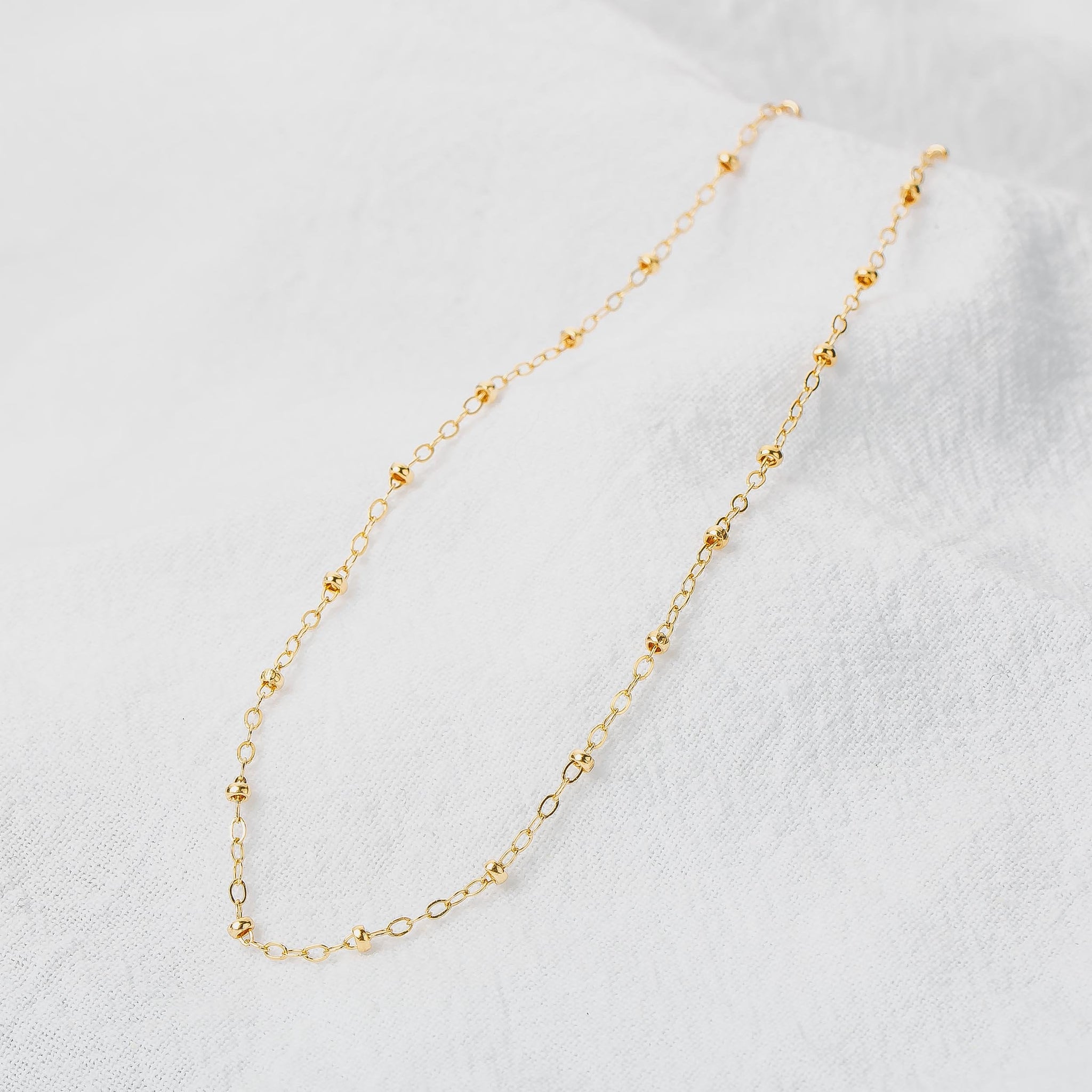 Satellite Chain Necklace | Gold or Silver Saturn Chain | Dainty Gold Choker Layering Necklace | Simple Gold Dot Necklace | Gift For Her