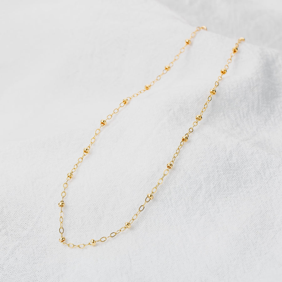 Satellite Chain Necklace | Gold or Silver Saturn Chain | Dainty Gold Choker Layering Necklace | Simple Gold Dot Necklace | Gift For Her