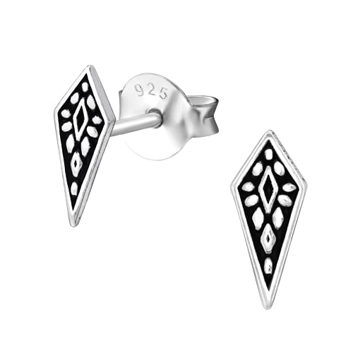 Beaded Diamond Stud Earrings | Tiny Sterling Silver Dotted Geometric Shape Post Earrings | Minimalist Boho Bohemian Jewelry For Women