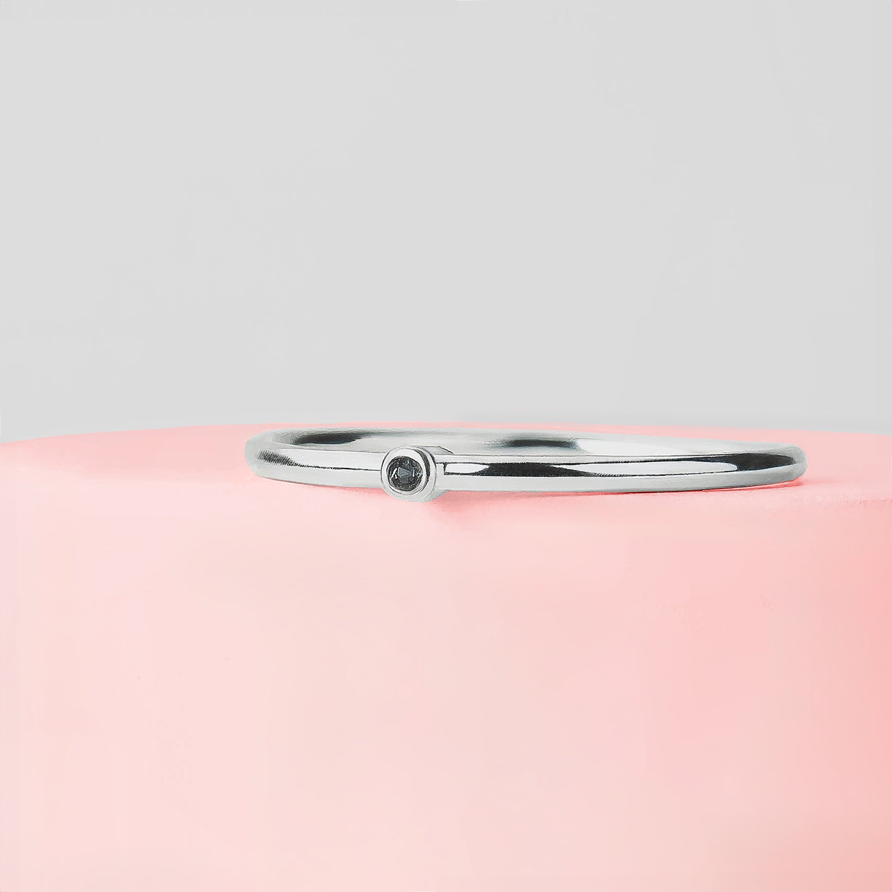 Black Diamond Stacking Rings | Sterling Silver Natural Black Diamond Stackable Stack Thin Ring Bands Minimal Engagement Wedding