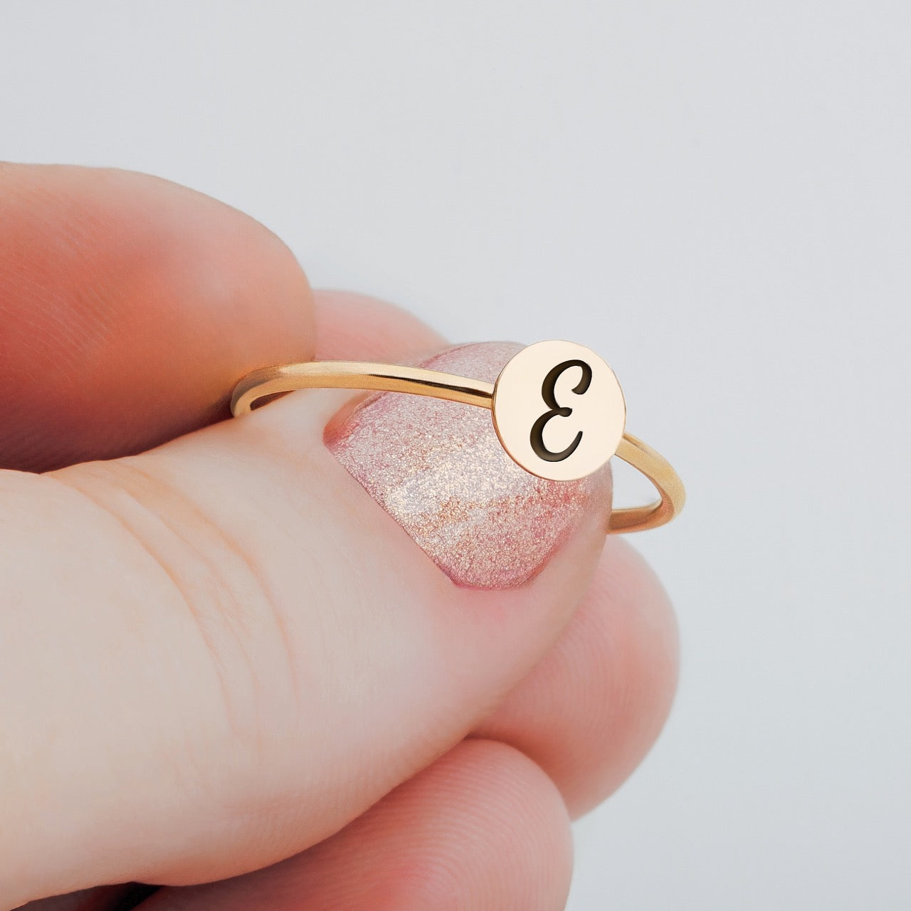 Initial Ring | Personalized Custom Letter Ring Band in Silver, Gold, or Rose Gold | Family Signet Monogram Stackable Stack Rings Gift Her