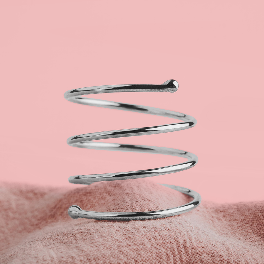 Spiral Bypass Ring | Custom Size Adjustable Sterling Silver Twisted Coil Ring or Midi Ring | Beaded Dotted Wrap Around Ring | Minimalist Everyday Jewelry