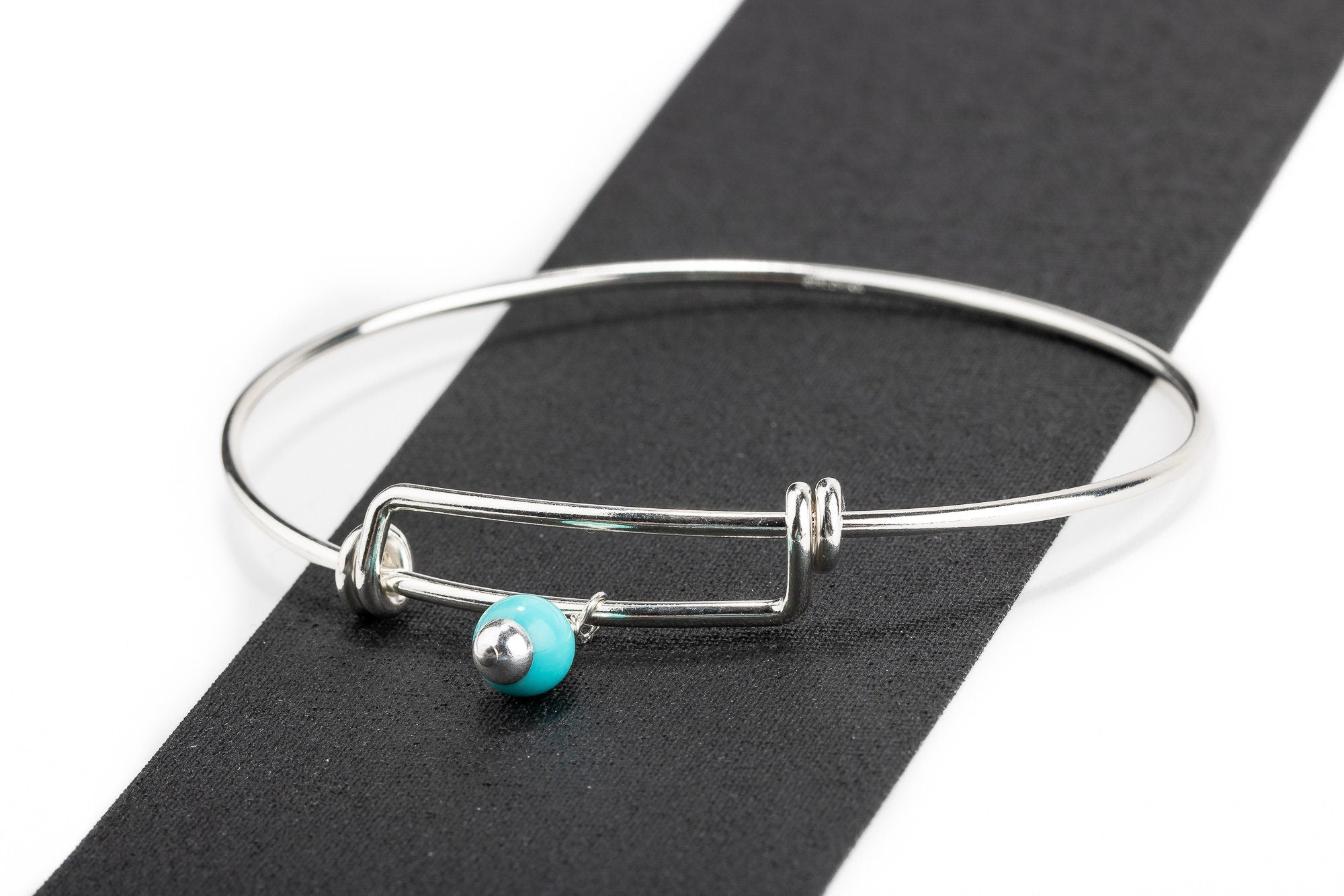 Turquoise Bangle Bracelet |Adjustable Sterling Silver And Aqua Blue Mexican Turquoise Bangle |Bohemian Boho Style Jewelry For Her