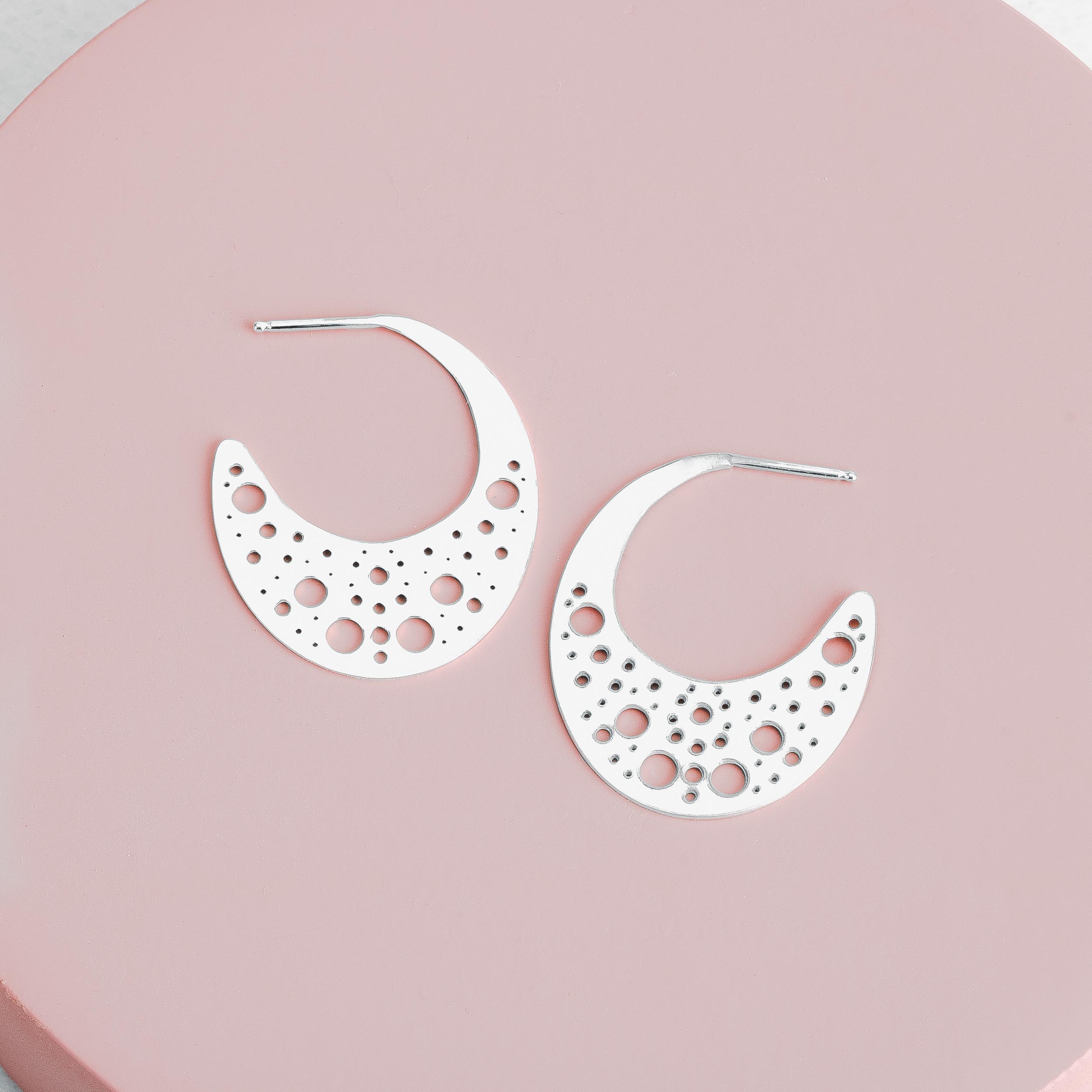 Nebula Hoop Earrings | Sterling Silver Large Big Geometric Cut Out Galaxy Star Night Sky Constellation Earrings | Perfect Gift for Her