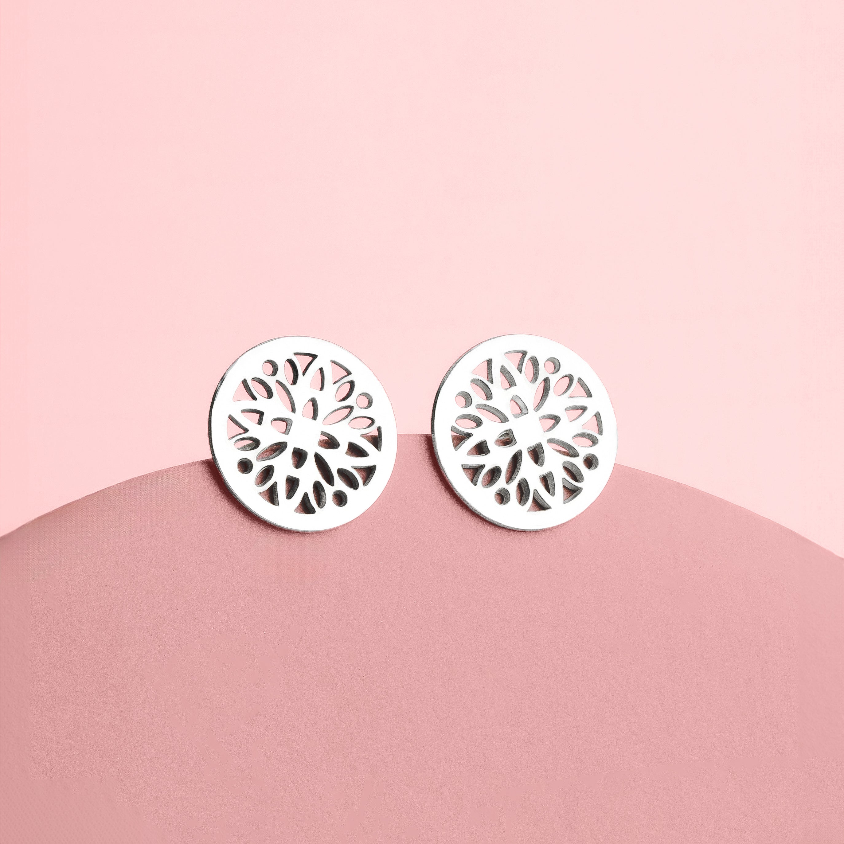 Cassia Stud Earrings | Sterling Silver Floral Filigree Post Earrings | Delicate Dainty & Sweet Lattice Earrings | Perfect Minimalist Look