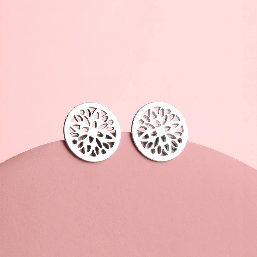 Cassia Stud Earrings | Sterling Silver Floral Filigree Post Earrings | Delicate Dainty & Sweet Lattice Earrings | Perfect Minimalist Look