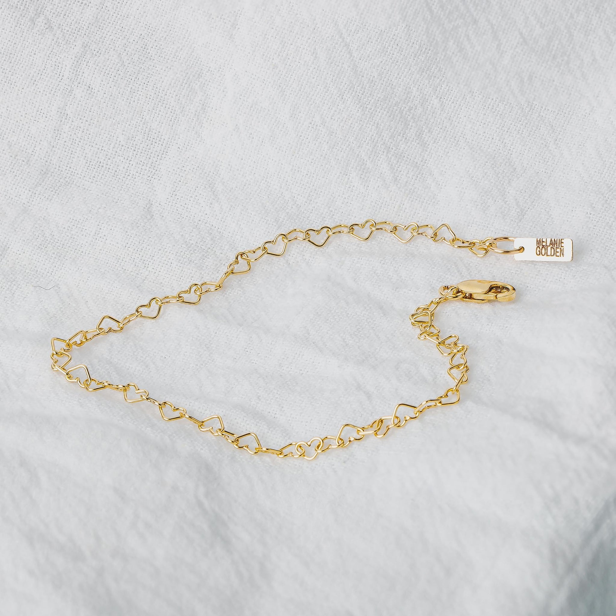 Heart Link Chain Anklet | Gold Silver or Rose Dainty Minimalist Love Ankle Bracelet | Sweet Romantic Open Heart Waterproof Gift for Her