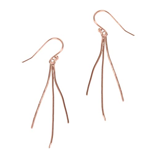 Snake Chain Tassel Dangle Earrings in Silver, Gold, or Rose Gold