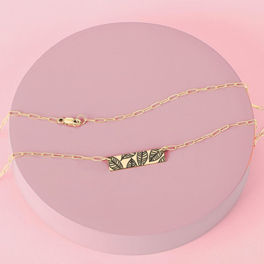 Plant Mama Bar Necklace | Trending Popular Houseplants Engraved Skinny Bar Pendant | Silver Gold or Rose Gold | Foliage Floral Gift for Her