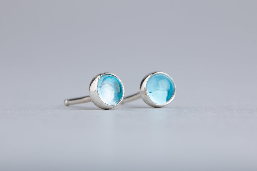 Aqua Blue Topaz Gemstone Stud Earrings - Melanie Golden Jewelry - _badge_bestseller, bestseller, earrings, stud earrings, studs