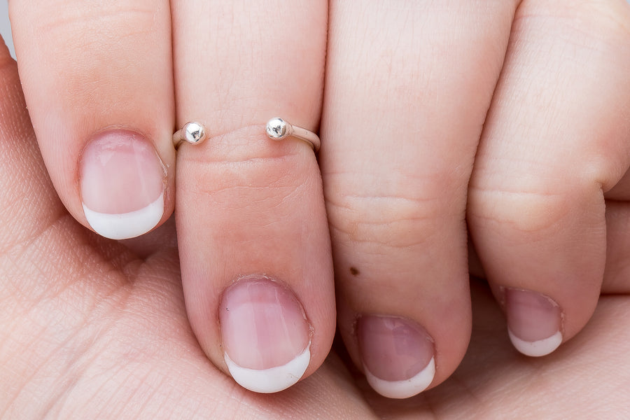 Bull Midi Ring | Adjustable Beaded Bypass Dot Knuckle Cuff Ring in 925 Sterling Silver for Women and Girls