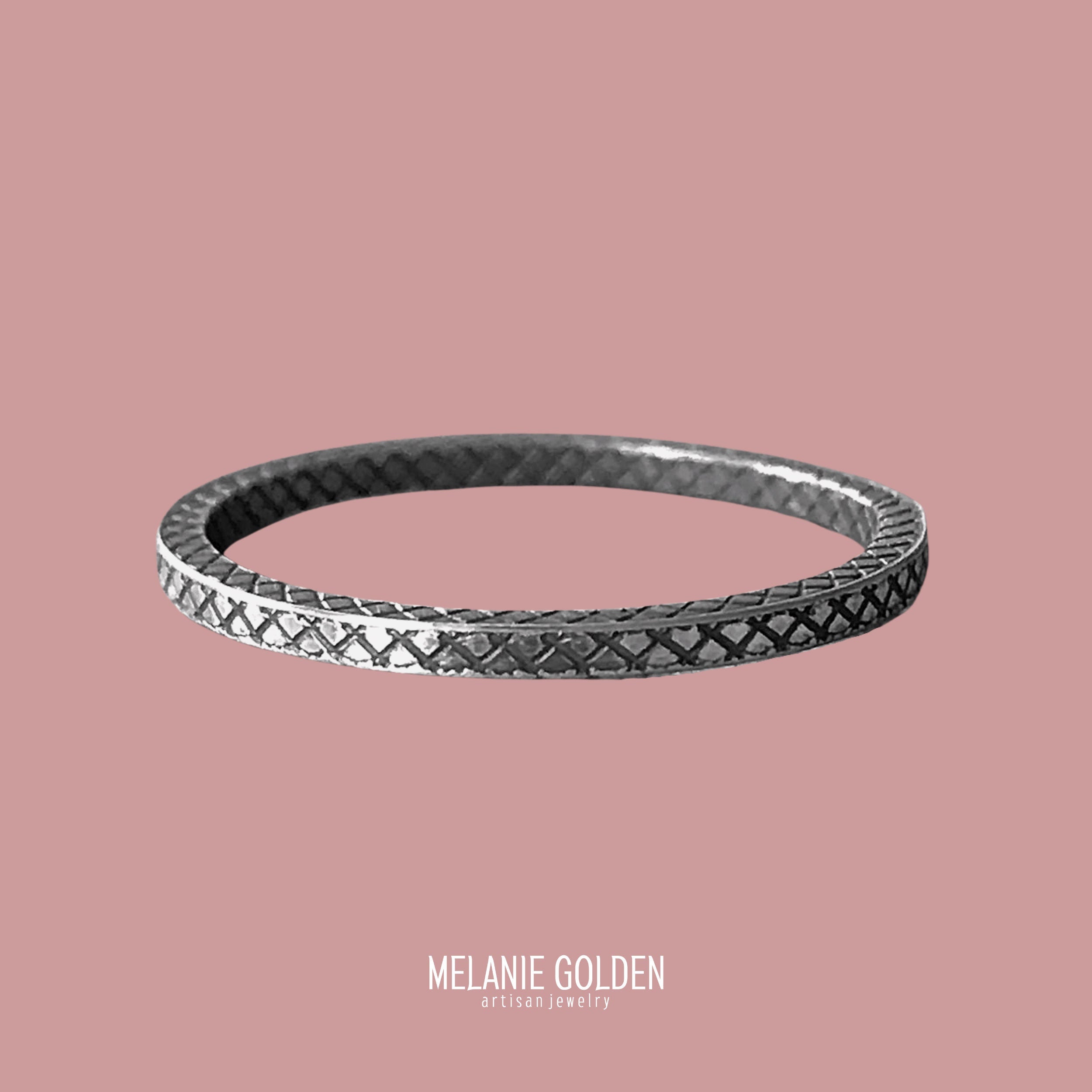 Cross Hatched Stacking Ring | Thin Skinny Stackable Stack Ring In 925 Sterling Silver | Comfort Fit | Sizes 4-10