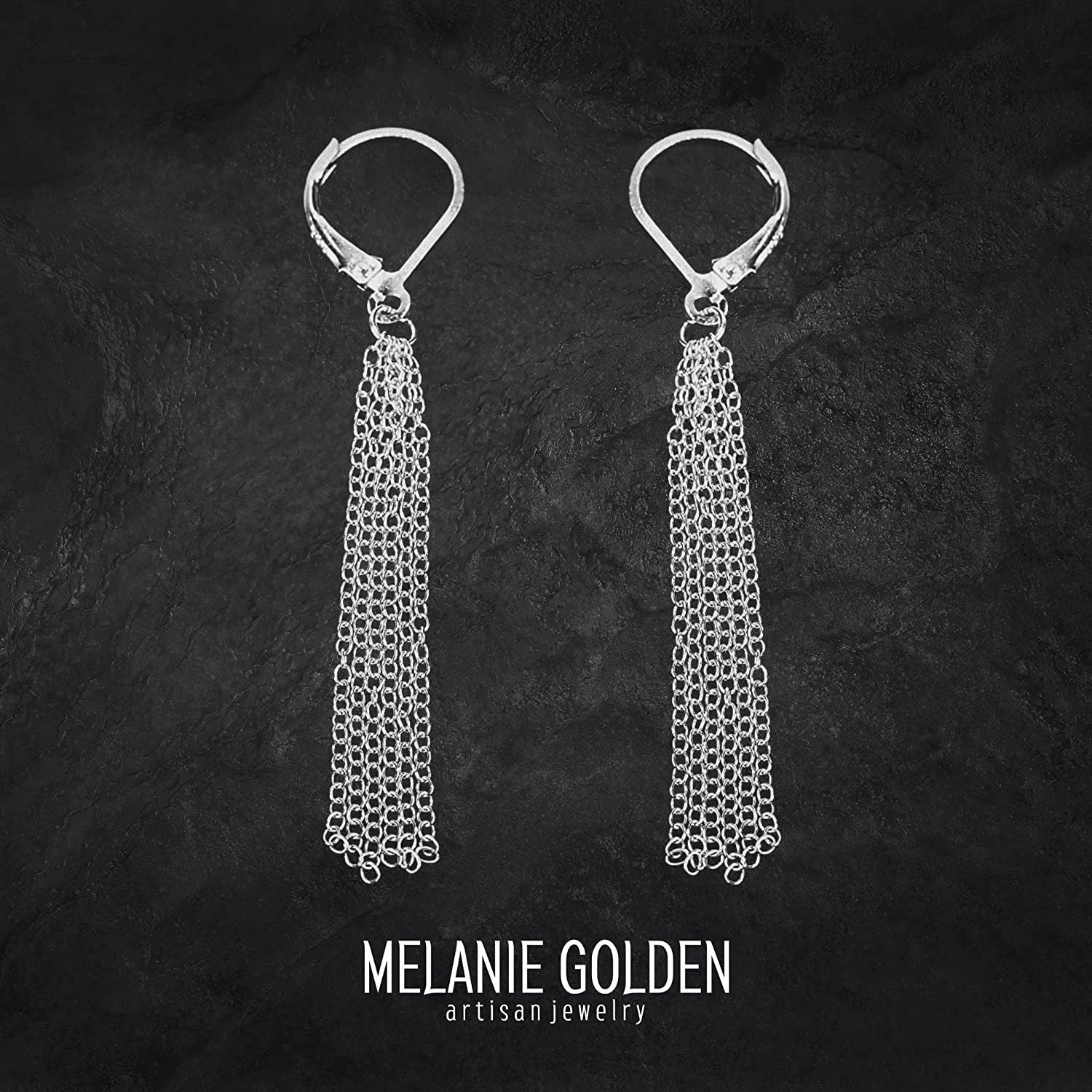 Silver Chain Tassel Leverback Earrings | Sleek Long Sterling Silver Waterfall Fringe Earrings | Lightweight Jewelry For Women