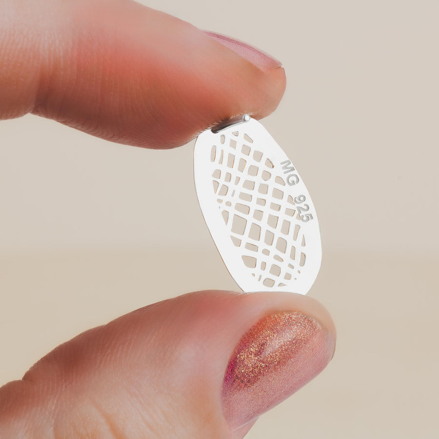 Lattice Stud Earrings | Sterling Silver Large Big Organic Shaped Oval Crosshatched Checkered Grid Post Earrings | Perfect Gift for Her