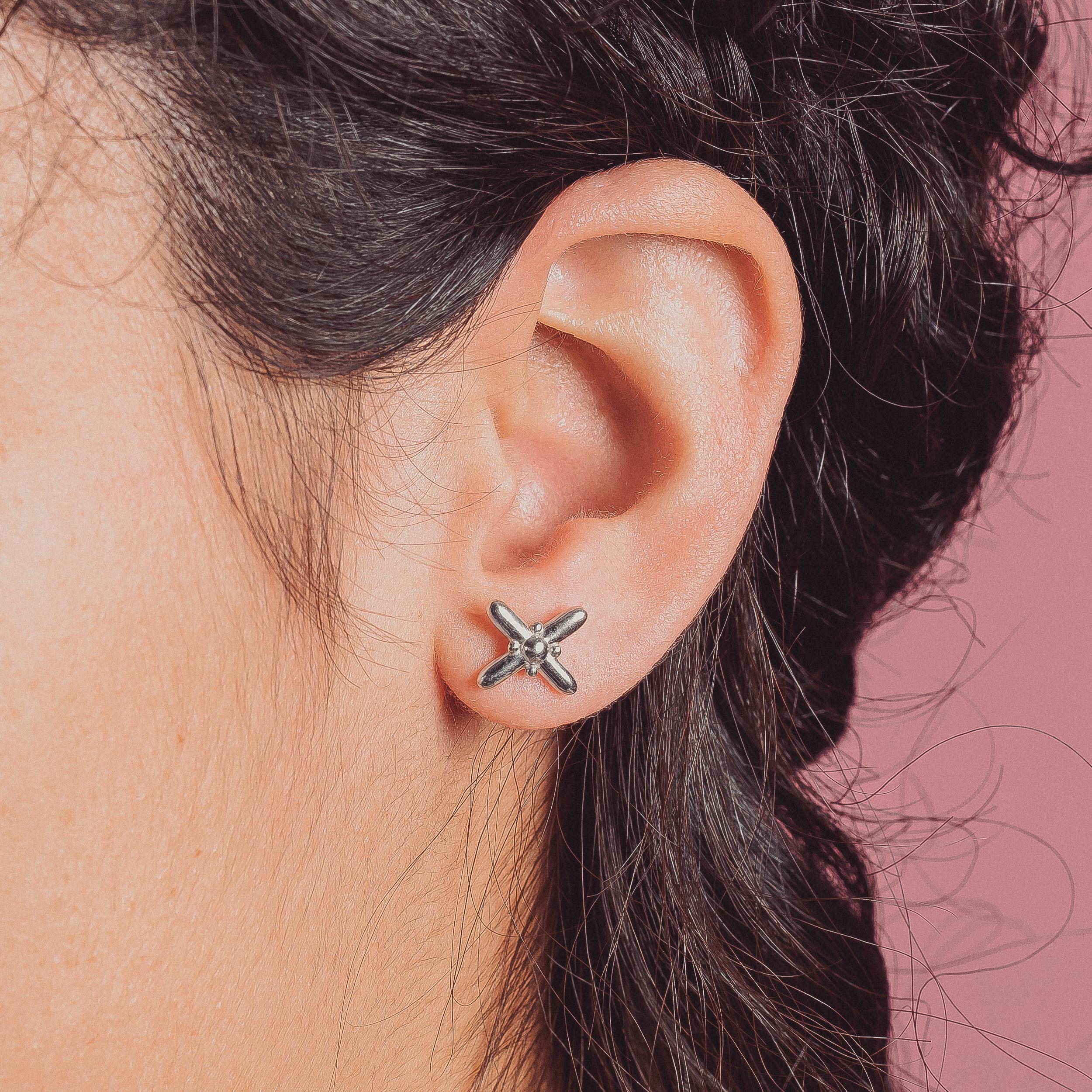 XOE X Post Earrings in Sterling Silver, Gold, or Rose Gold | Melanie Golden Artisan Jewelry Designer Series