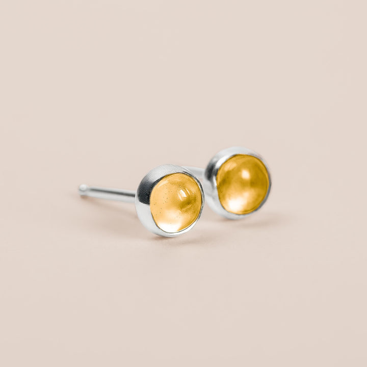 Yellow Citrine Gemstone Stud Earrings - Melanie Golden Jewelry - Earrings, halloween, stud, stud earrings