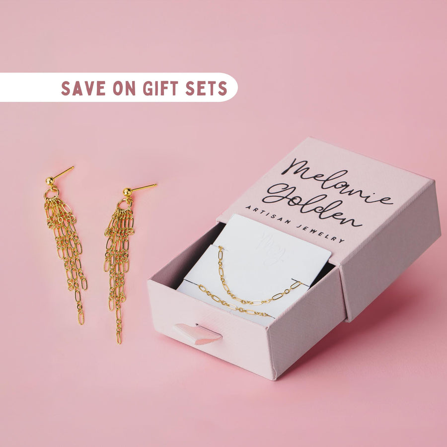 Sadie Chain Gift Set | Earrings Necklace & Bracelet Set | Gold or Silver | Dainty Minimalist Jewelry | Basic Layering Chain | Gift for Her