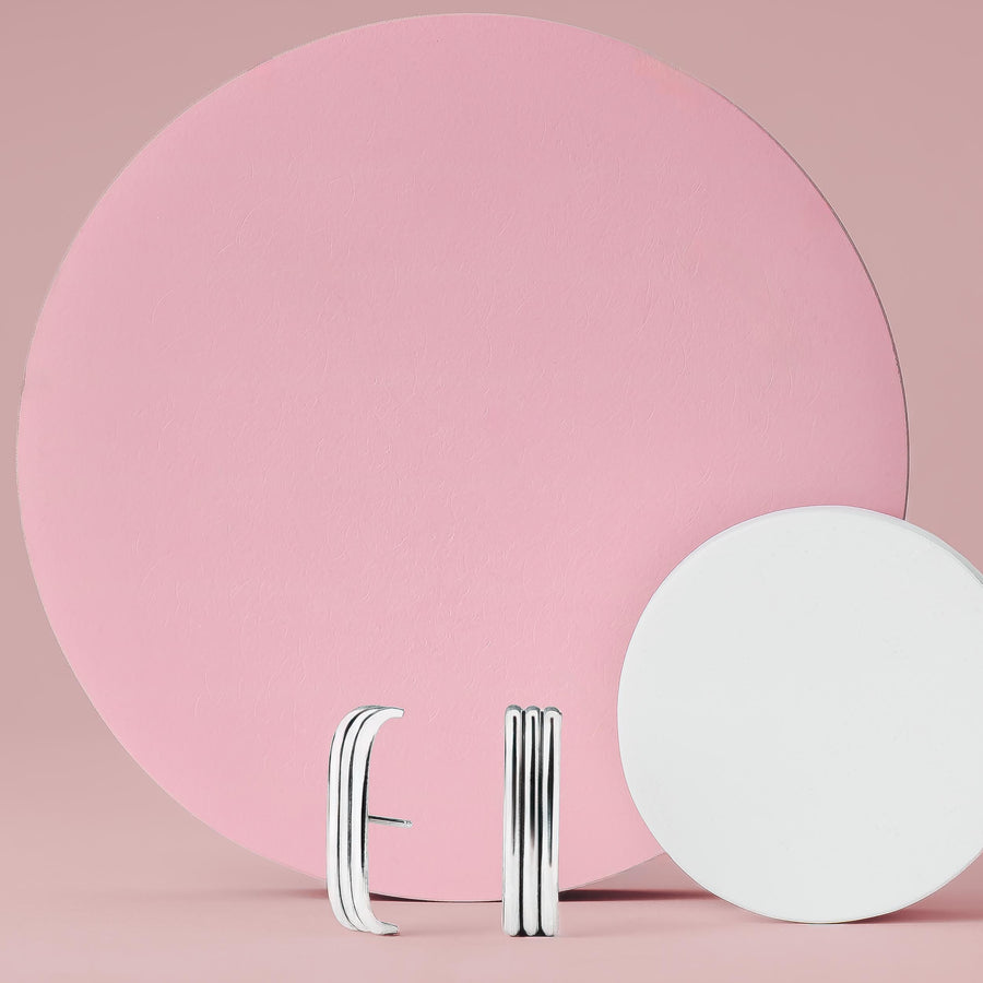 Rowe Suspender Earrings | Sterling Silver Line Bar Cuff Stud Earrings | Geometric Suspension Earrings, Wrap Earrings | Minimalist Everyday