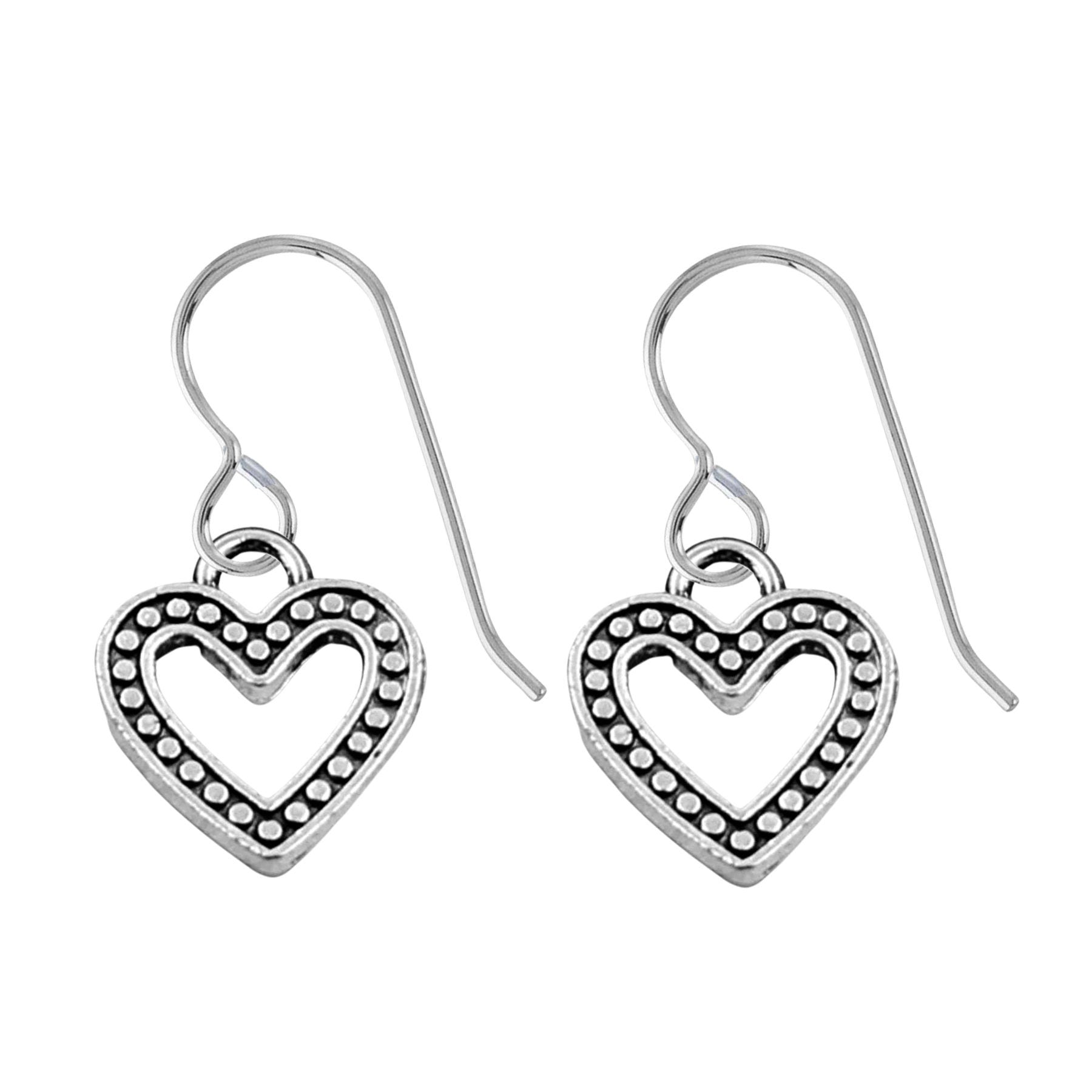 Heart Dangle Drop Earrings for Women and Girls | Valentines Day Jewelry | Multiple Styles Available (Small Beaded Heart Earrings)