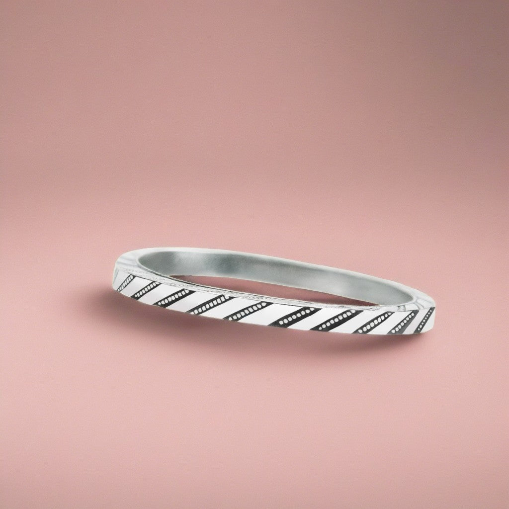 Pinstripe Stacking Ring | Sterling Silver Diagonal Line Pin Striped Stacking Stackable Ring Stack Skinny Thin Ring Bands