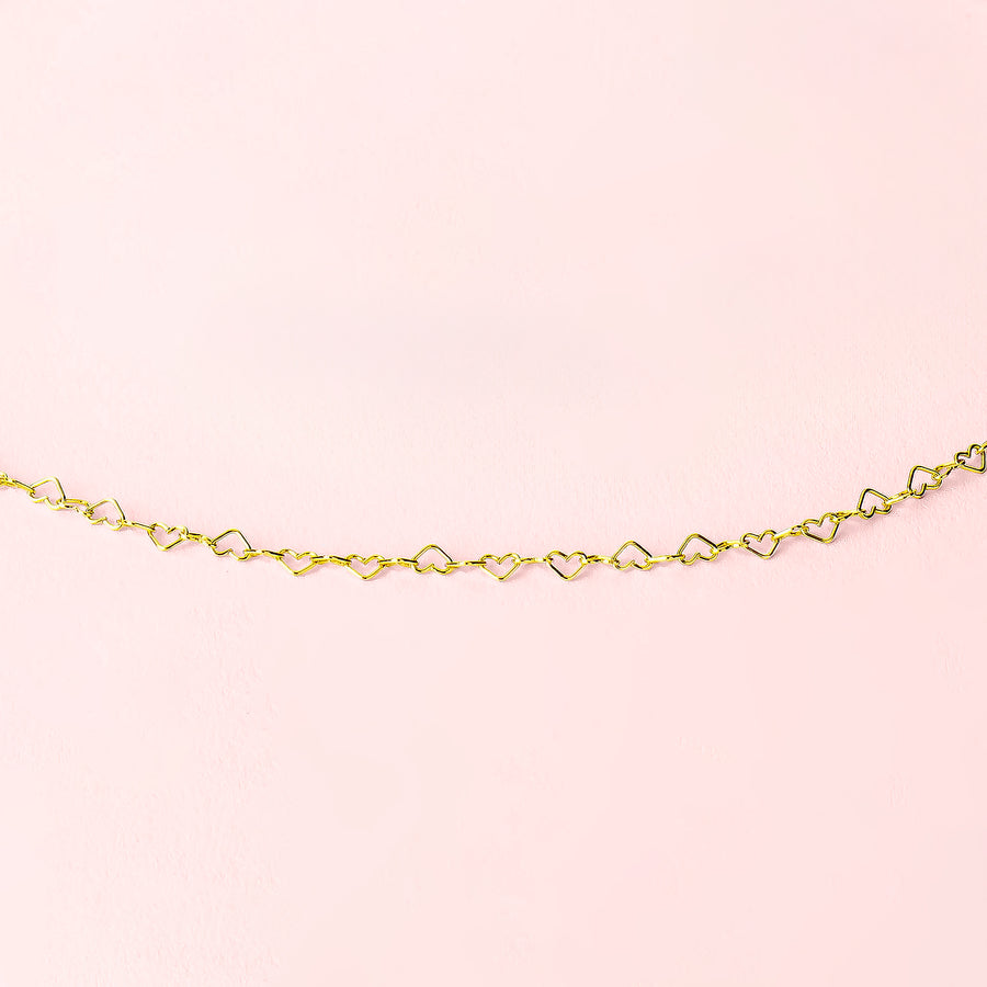 Heart Link Chain Necklace | Gold Silver or Rose Dainty Minimalist Love Necklace | Romantic Hearts Gift for Her | Sweet Anniversary Present