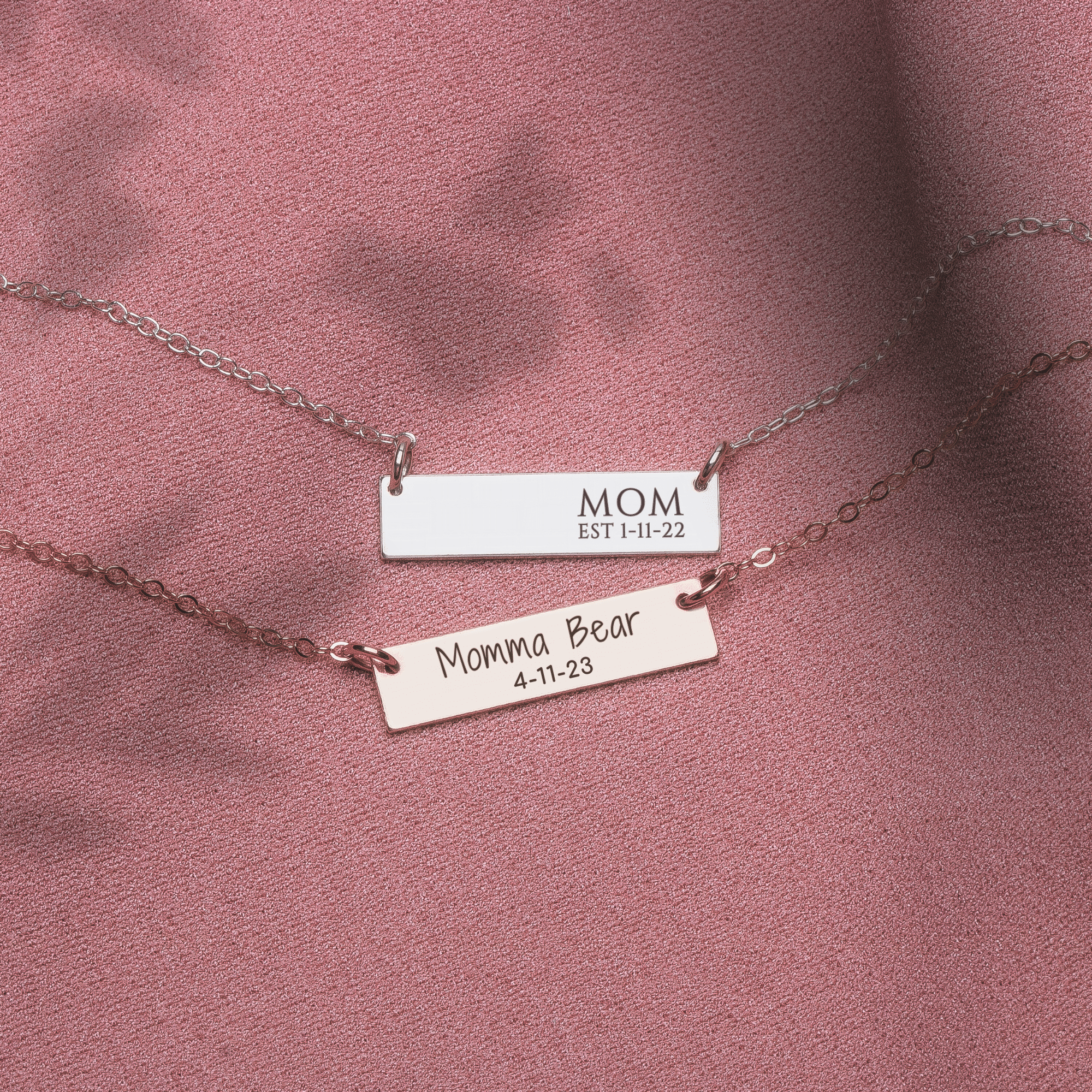 Personalized Mothers Bar Necklace | Custom Engraved Momma Mother Bar Necklace in Silver, Gold, or Rose Gold | Customized Gift for Mom