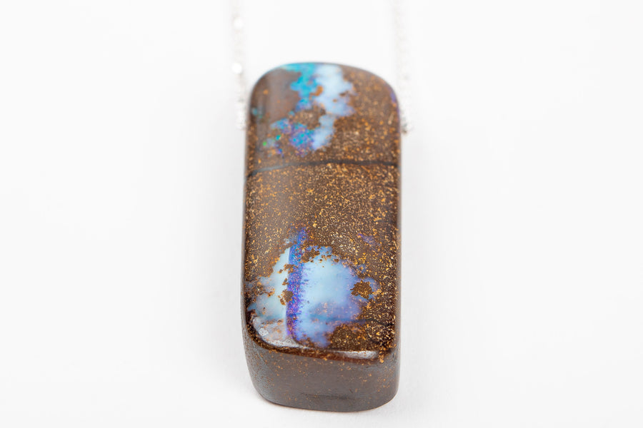 Huge Blue Boulder Opal Necklace