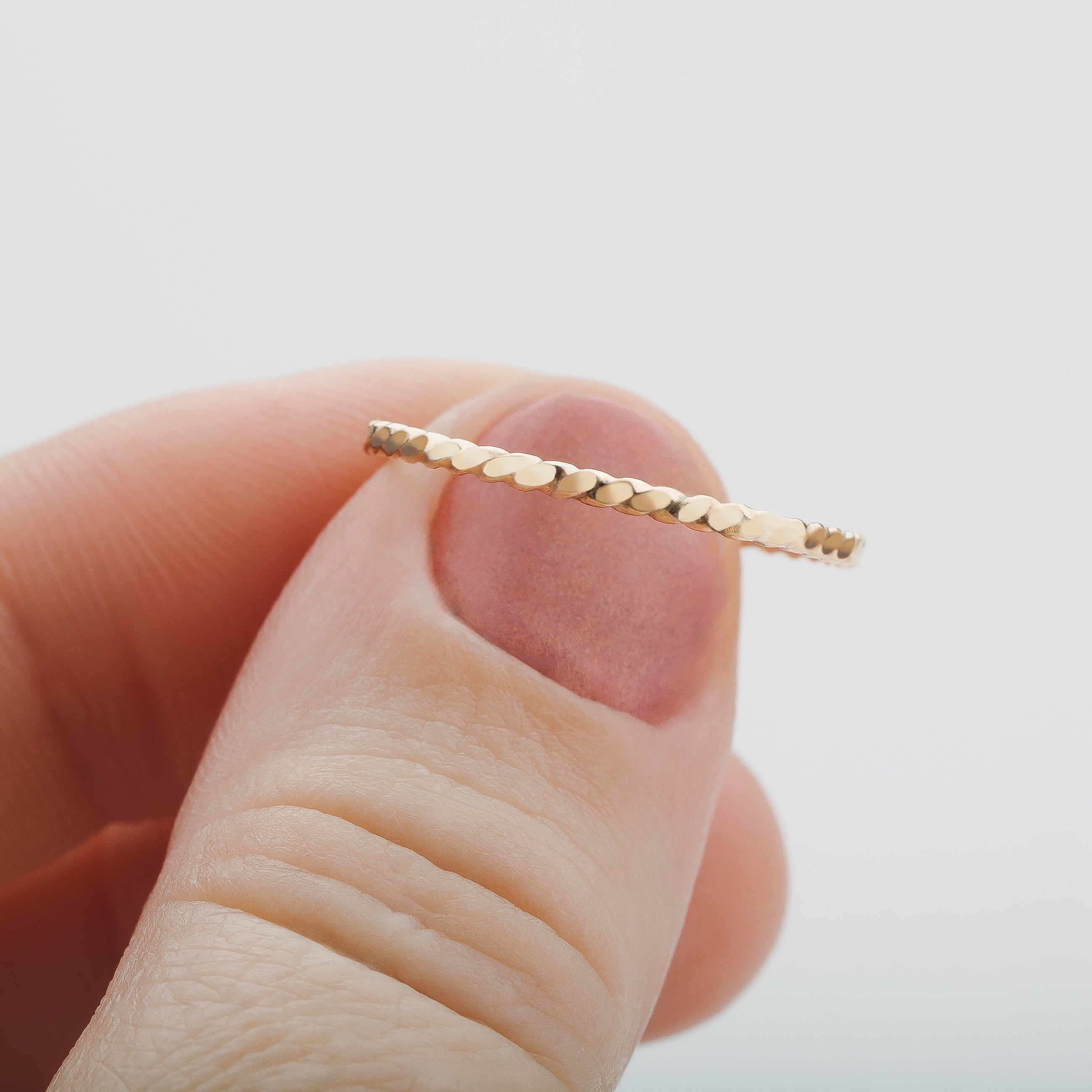 Helix Ring | Sterling Silver Hammered Twisted Rope Stacking Ring | Skinny Twist Ring Band | Comfort Fit USA Sizes 2-12