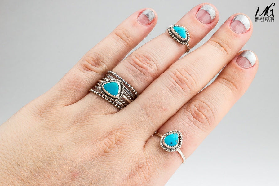 Size 8.25 Aqua Blue Morenci Turquoise Gemstone Ring