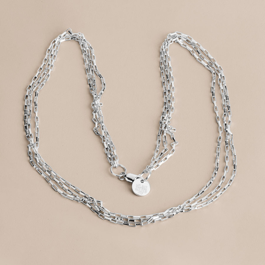 Triple Box Chain Necklace | Dainty & Delicate Modern Sterling Silver Minimalist Necklace | Choker Necklace | Simple Everyday Jewelry