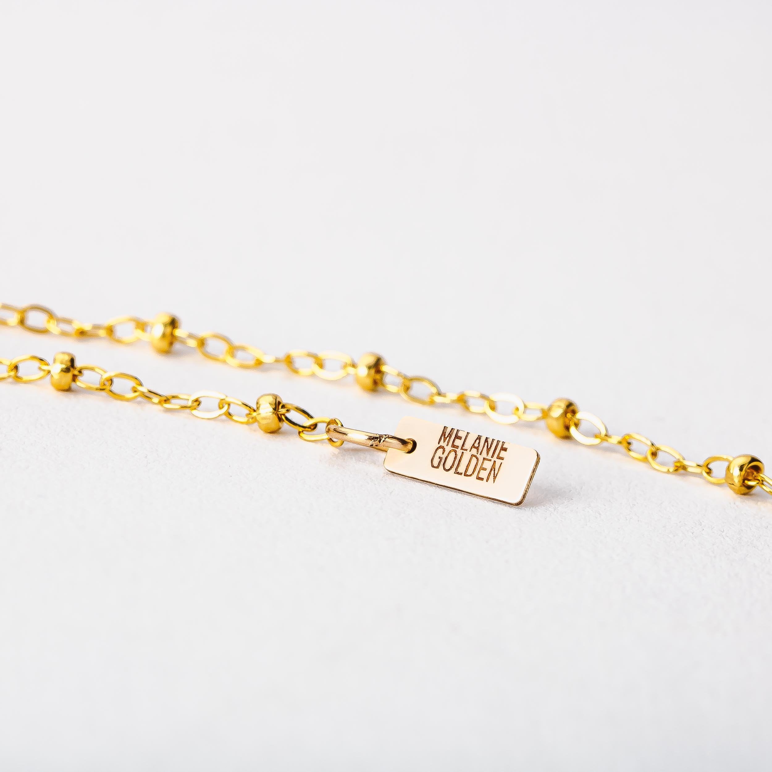 Satellite Chain Bracelet | Gold or Silver Dainty Minimalist Saturn Chain | Thin Classic Chain | Simple Layering Polka Dot Beaded Bracelet