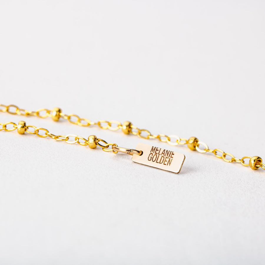 Satellite Chain Bracelet | Gold or Silver Dainty Minimalist Saturn Chain | Thin Classic Chain | Simple Layering Polka Dot Beaded Bracelet