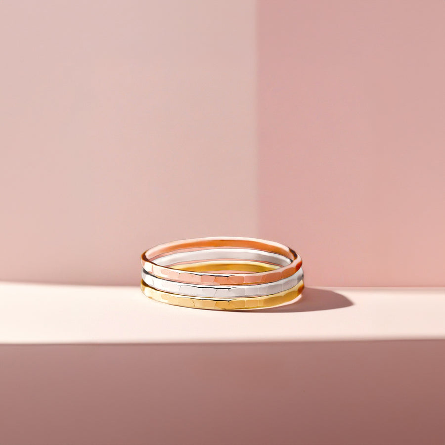 Trio of Hammered Stacking Rings