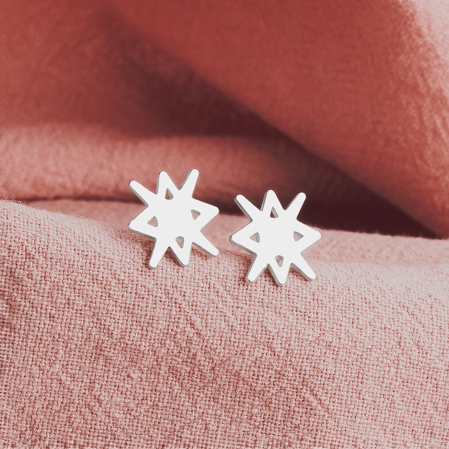 North Star Earrings | Sterling Silver Starburst Stud Earrings | Trending Star Earrings | Perfect Minimalist Look | Celestial Zodiac Space