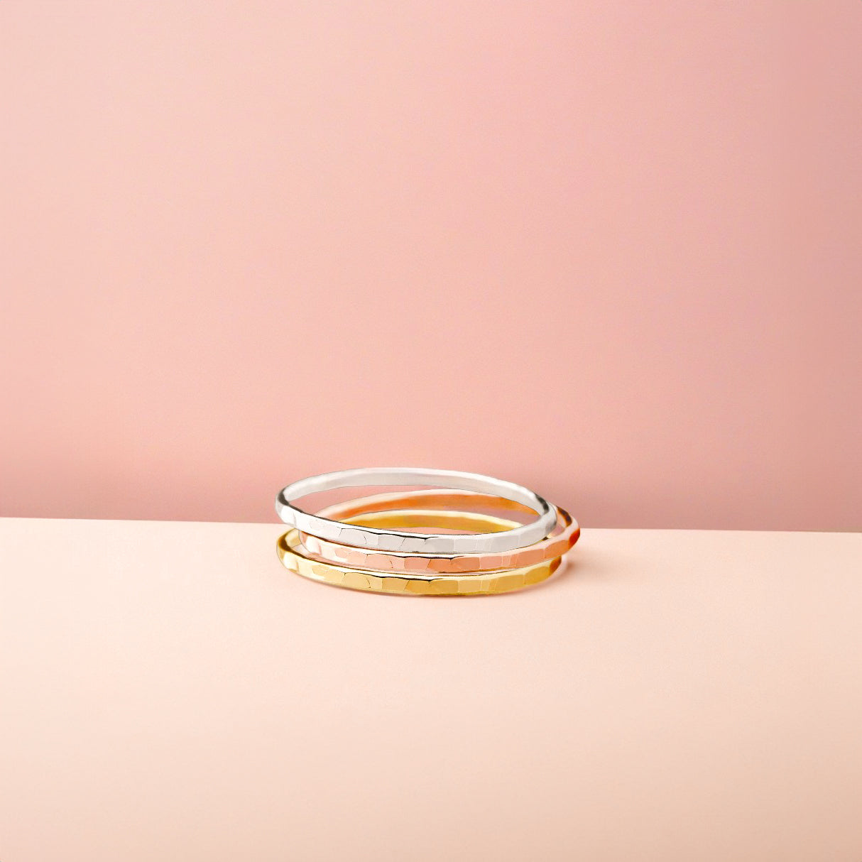 Trio of Hammered Stacking Rings