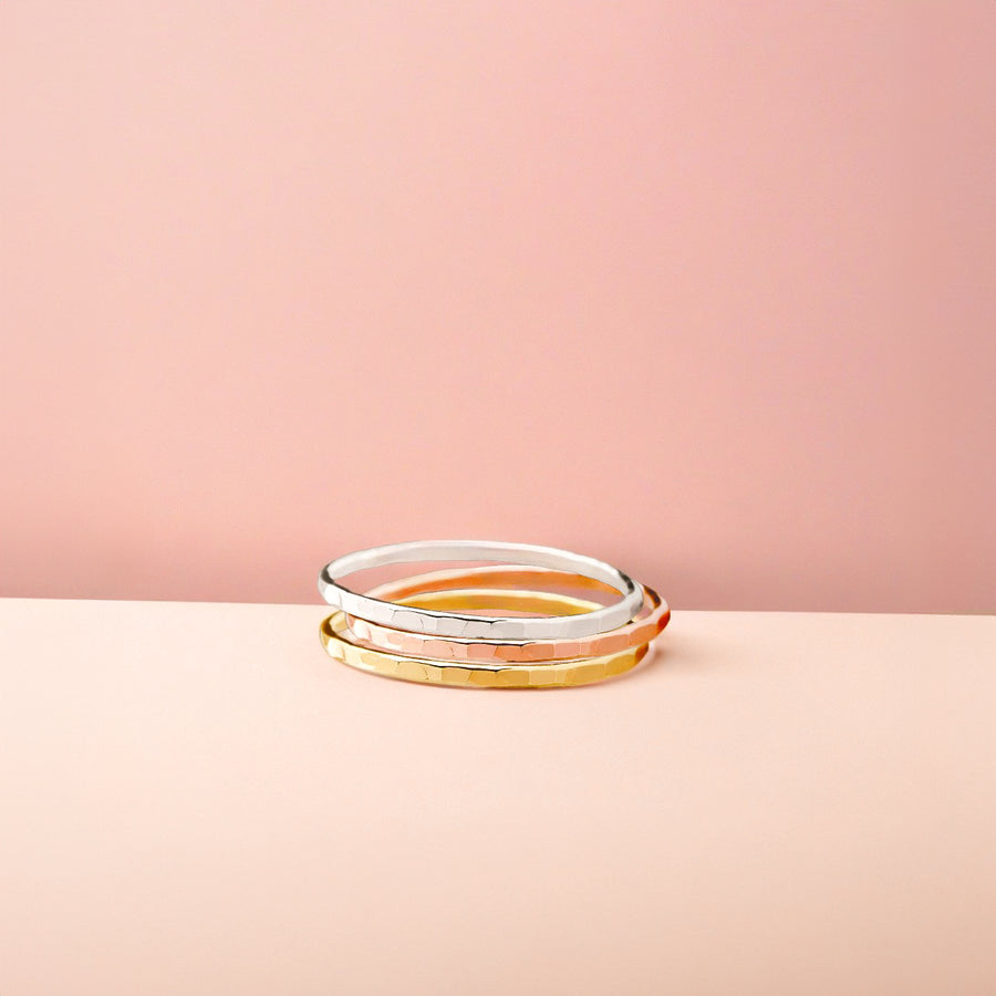 Trio of Hammered Stacking Rings