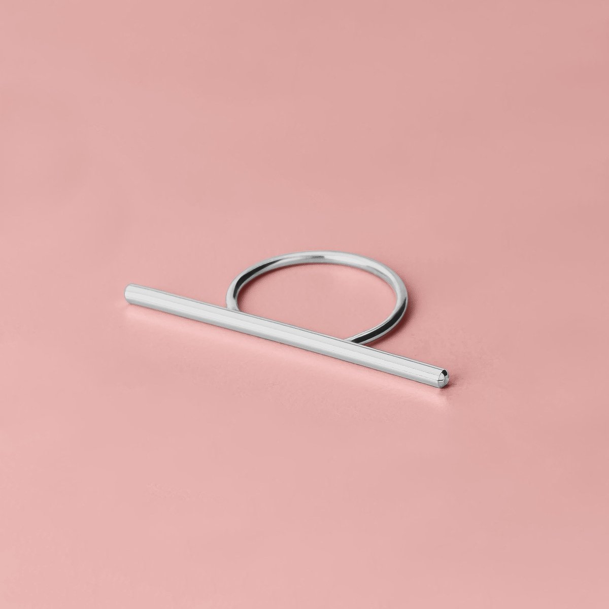 Athena Bar Ring | Edgy Linear Statement Ring | Big Thin Long Bar Line Ring Geometric Band | Silver, Gold, or Rose Gold | Minimalist Jewelry
