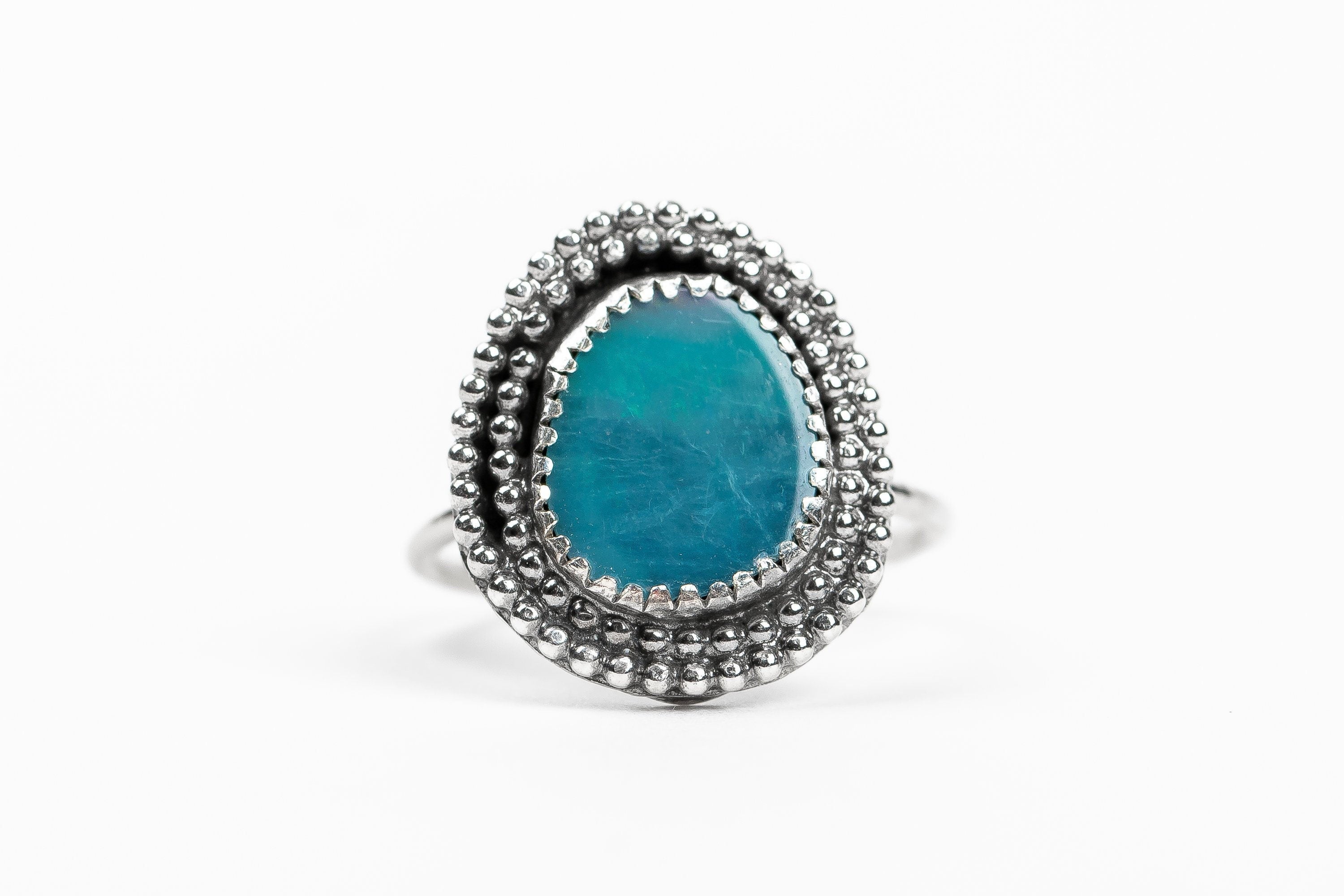 Size 6 Blue Boulder Opal Gemstone Ring - Melanie Golden Jewelry - boulder opal, gemstone ring, opal, ring