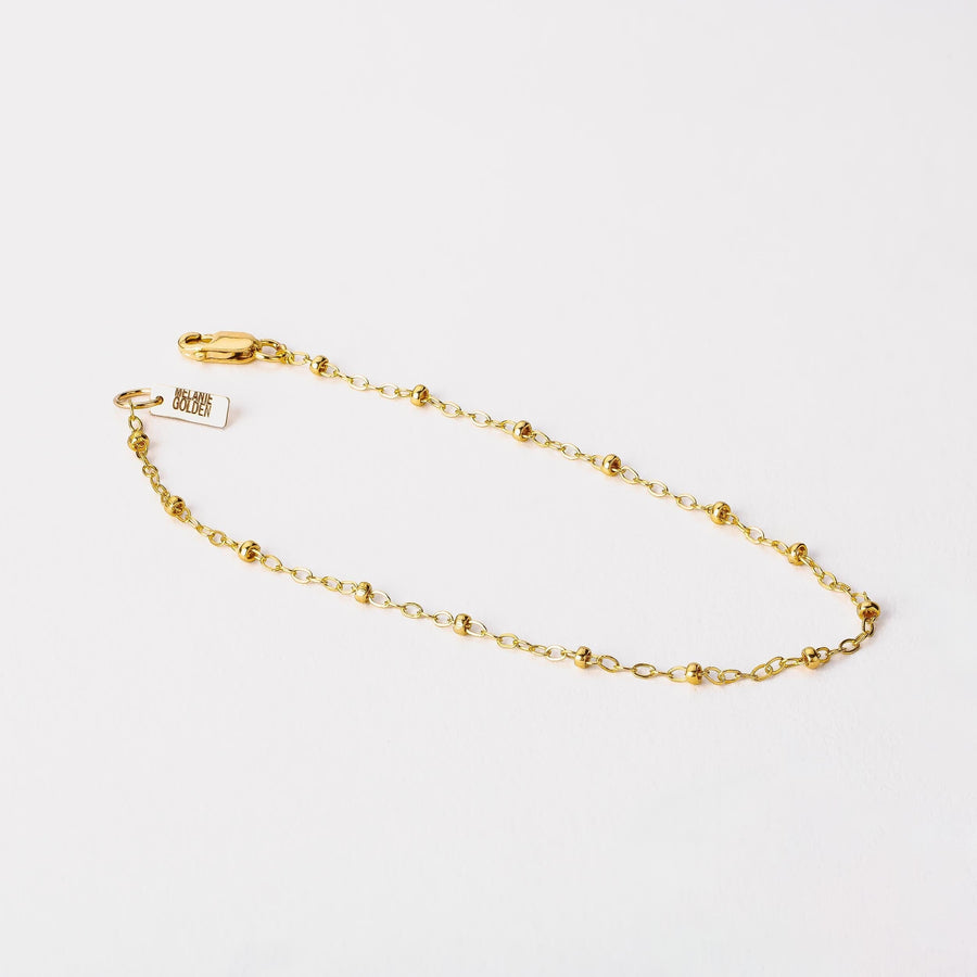 Satellite Chain Anklet | Gold Filled or Sterling Silver Dainty Minimalist Ankle Bracelet | Simple Basic Beaded Dot Saturn Chain Gift for Her