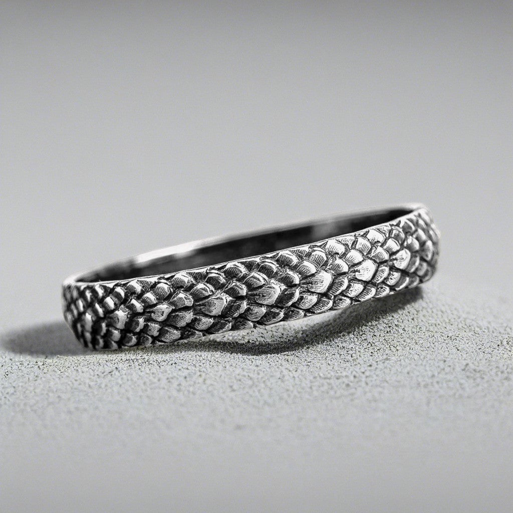 Unisex Snake Skin Dragon Scales Ring Band In 925 Sterling Silver Comfort Fit | USA Sizes 4-12