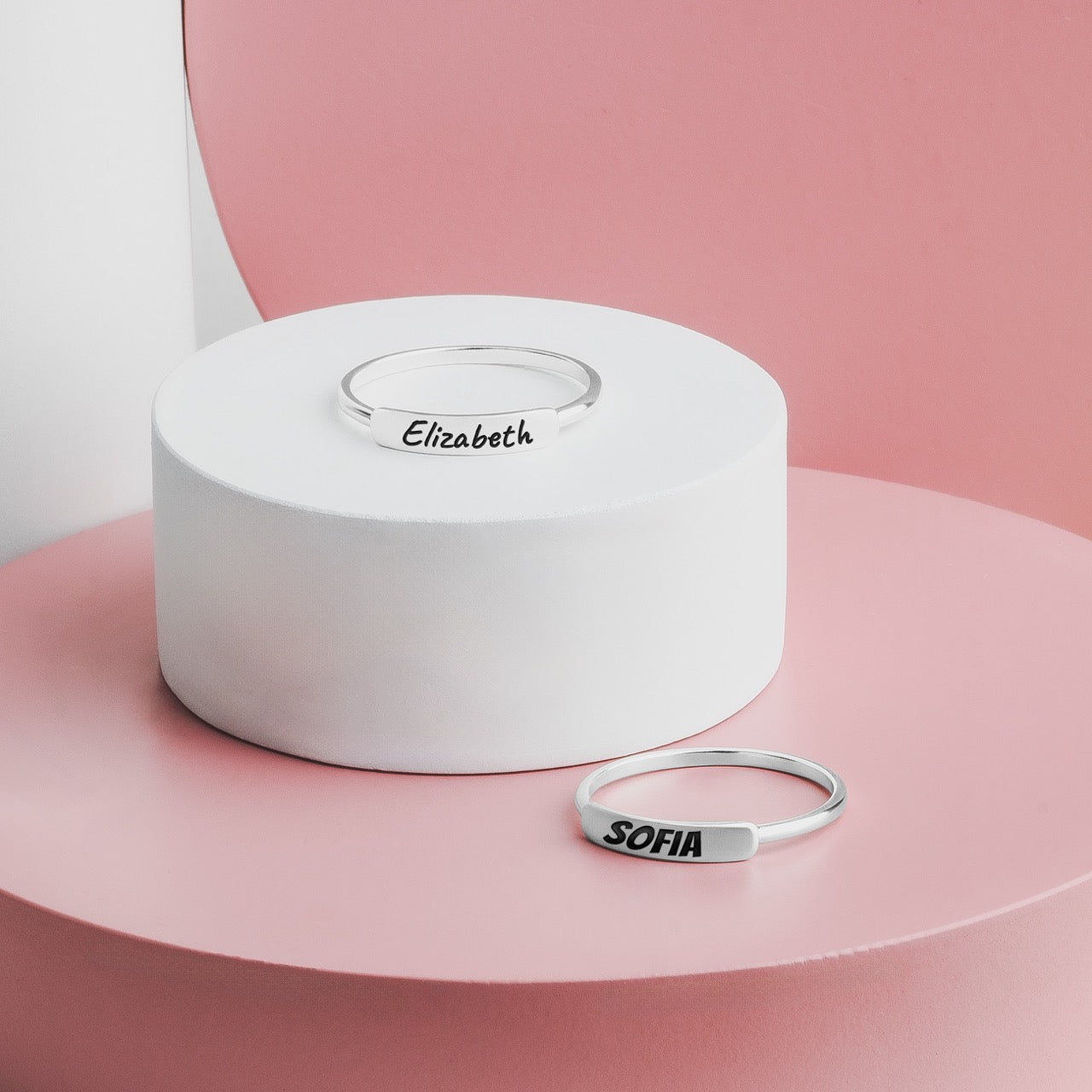 Personalized Name Bar Ring | Sterling Silver Custom Name Ring Band | Comfort Fit USA Sizes 5-9