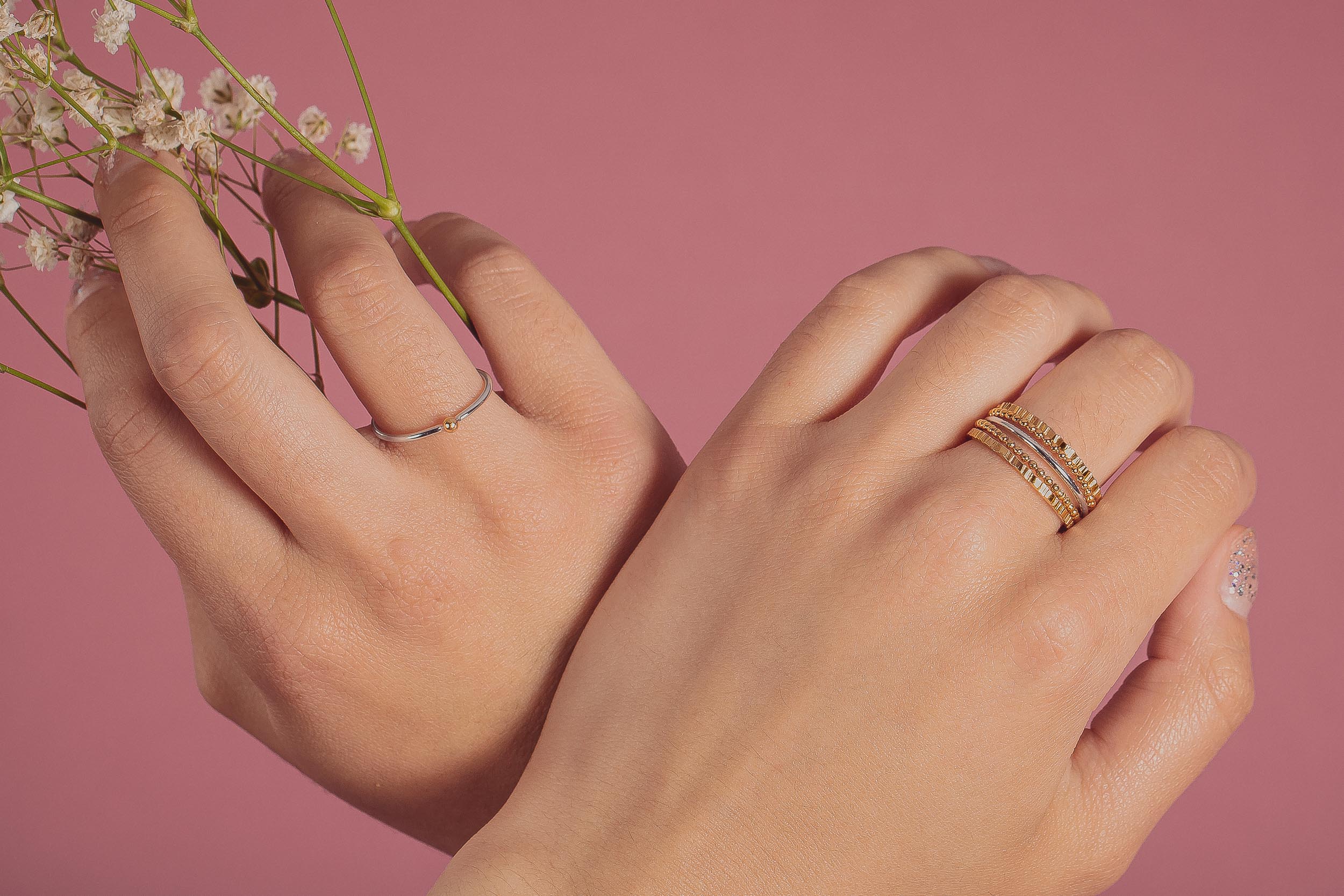 Gold Dot Stacking Ring - Melanie Golden Jewelry - _badge_BESTSELLER, bestseller, everyday, minimal, minimal jewelry, mixed metal, ring, ring band, ring bands, rings, stacking ring, stacking rings