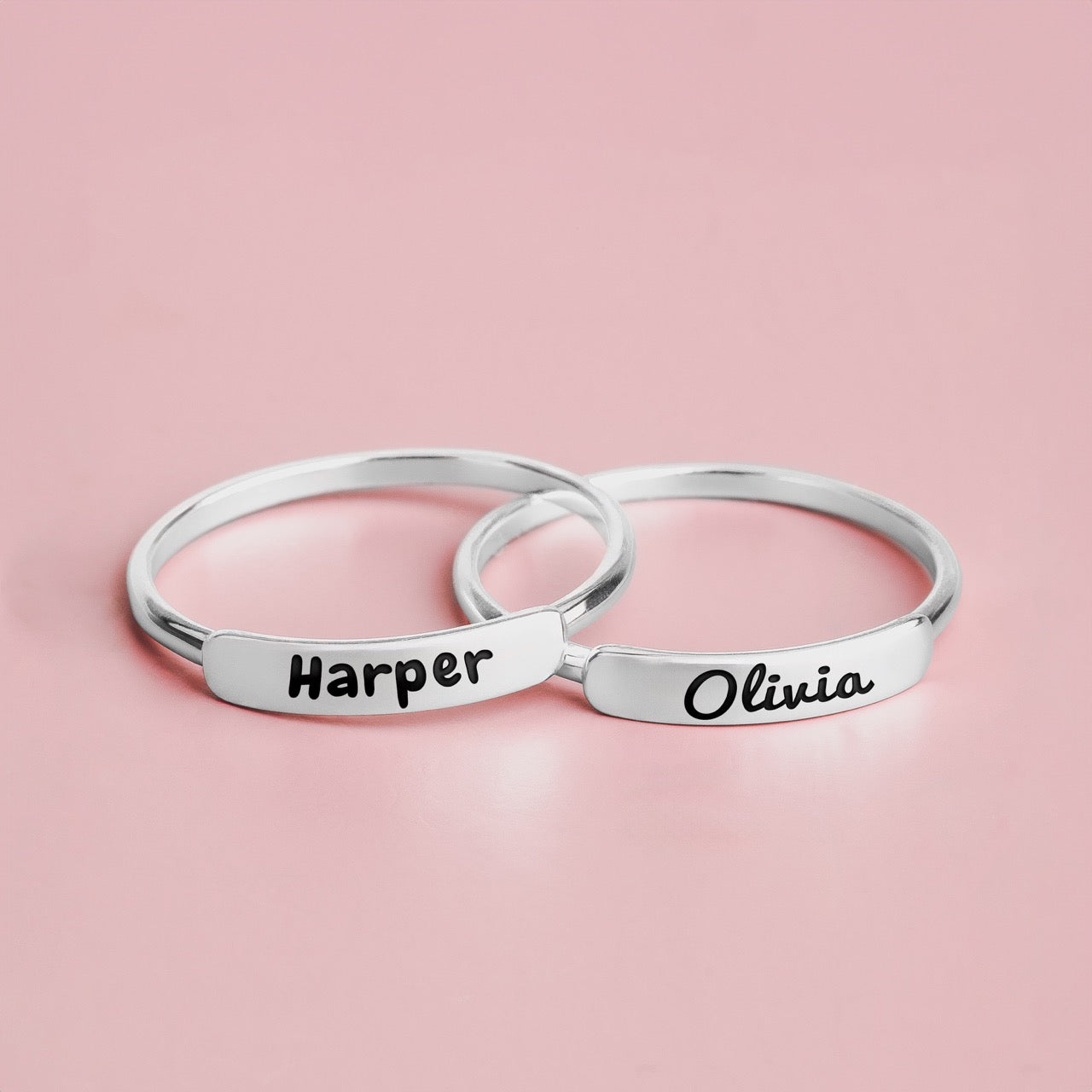 Personalized Name Bar Ring | Sterling Silver Custom Name Ring Band | Comfort Fit USA Sizes 5-9