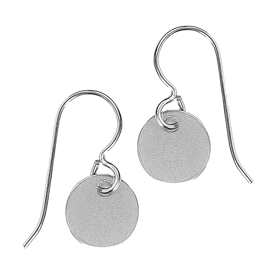 Round Circle Disc Dangle Drop Earrings In Sterling Silver, Gold, Or Rose Gold (Sterling Silver)