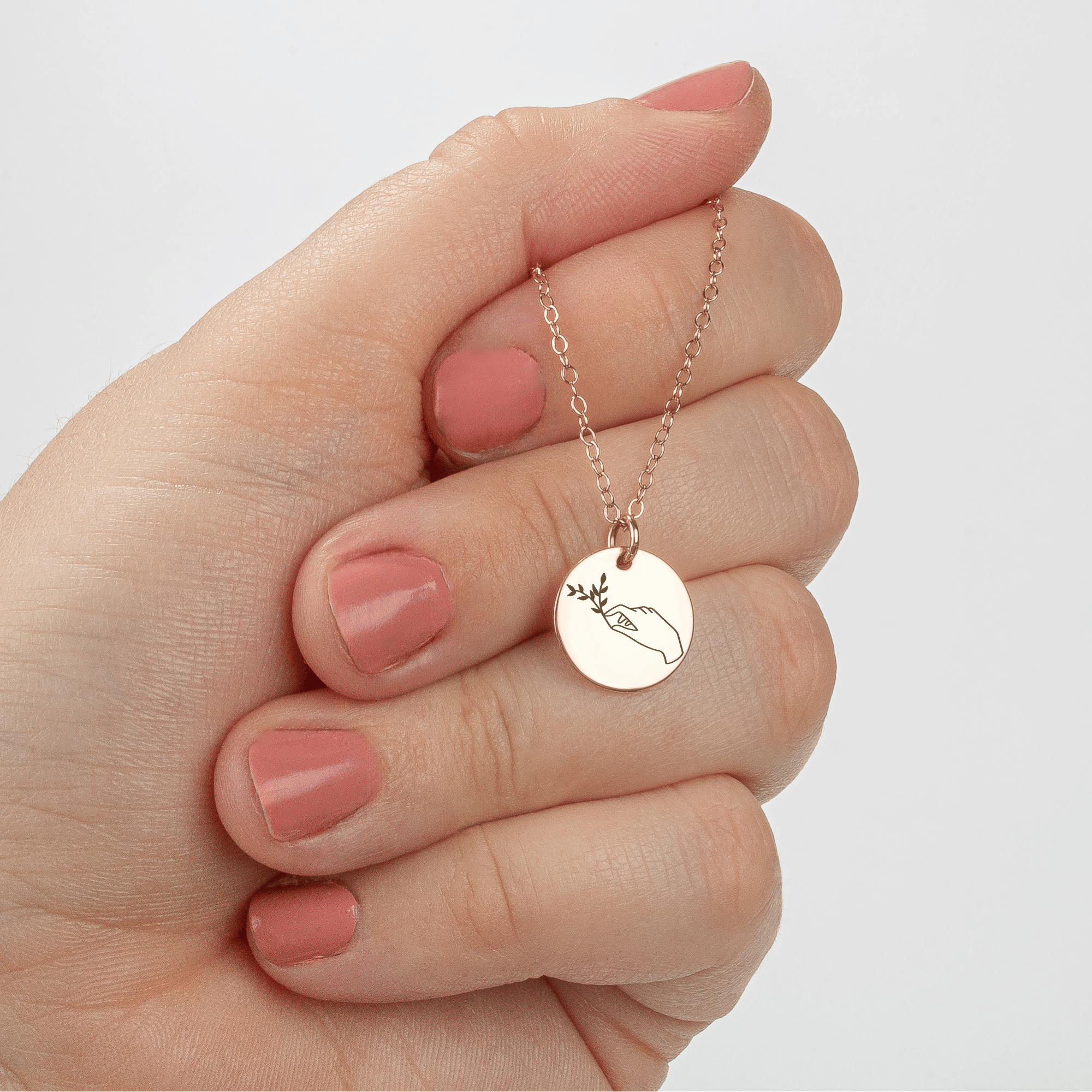 Lady of the Forest Necklace | Engraved Disc Necklace in Silver, Gold, or Rose Gold | Boho Bohemian Gypsy Nature Plant Lover Gardener Jewelry