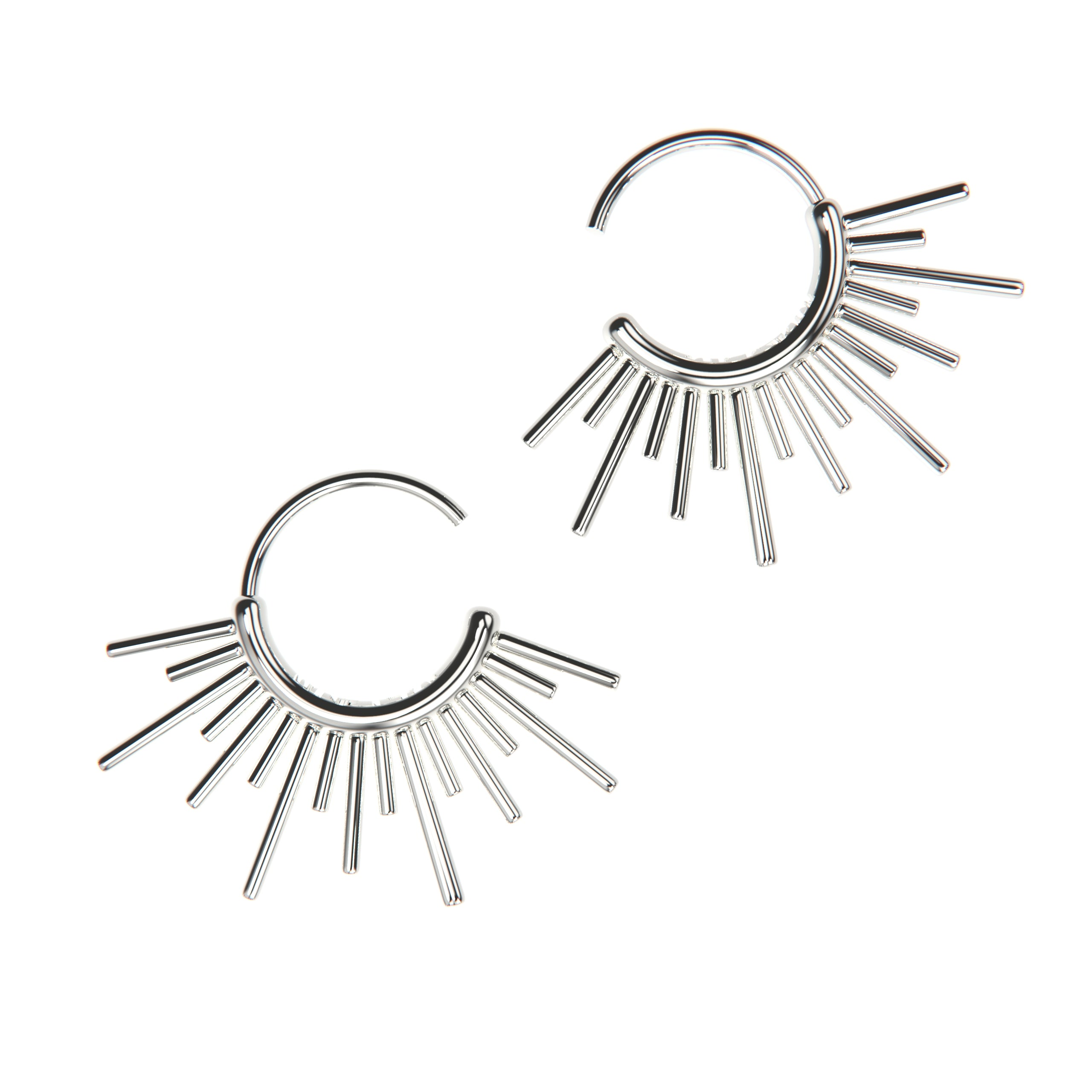 Sun Burst Endless Hoop Threader Earrings in 925 Sterling Silver, 14K Gold, or 14K Rose Gold - Melanie Golden Jewelry Designer Series