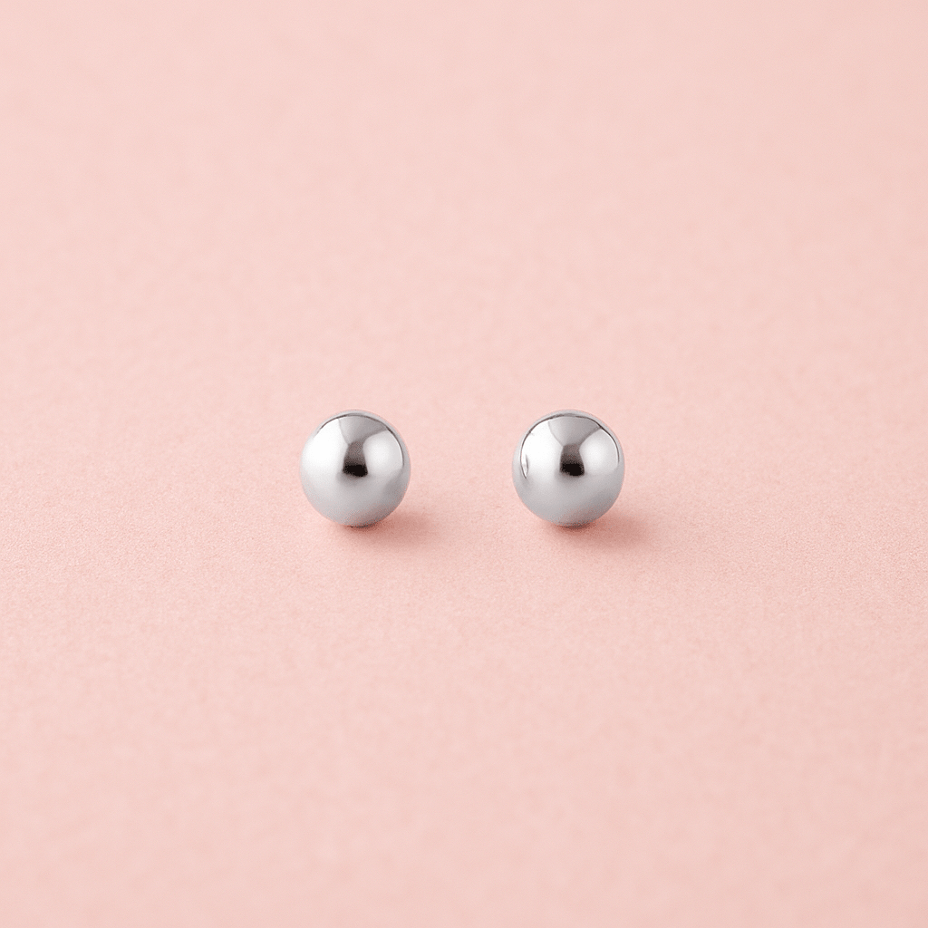 Small Sterling Silver Round Ball Stud Earrings | Minimalist Jewelry for Women